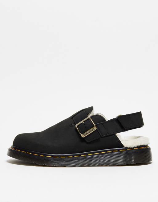 Dr. Martens – Jorge ii – Svarta skor med öppen häl och fuskpälsfoder i unisex-modell
