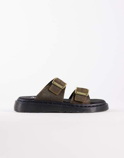 Dr Martens - Josef - Sandali stile slider color oliva - view 1