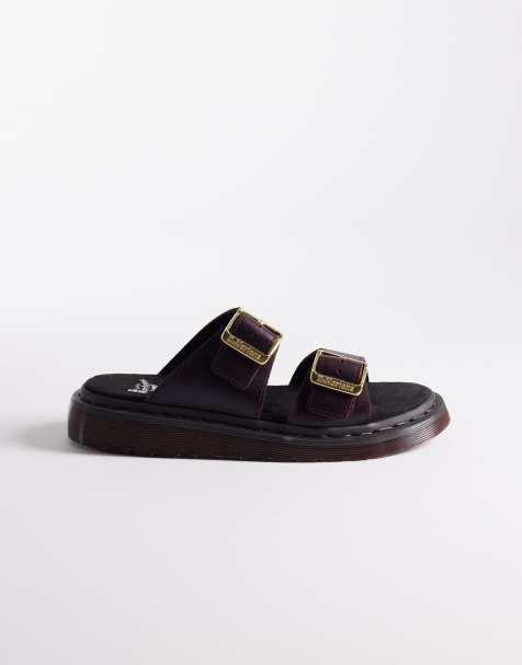 Dr Martens Josef slide sandals in dark brown - view 1