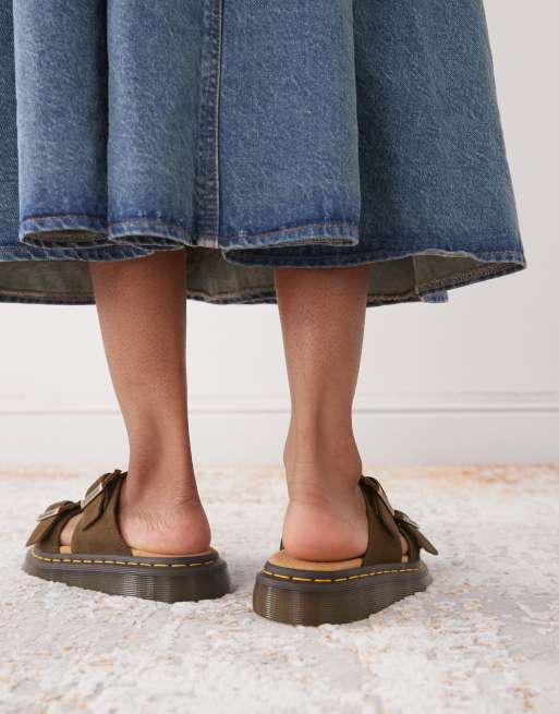 Dr Martens Josef Uniseks sandalen in donker olijfgroen ASOS