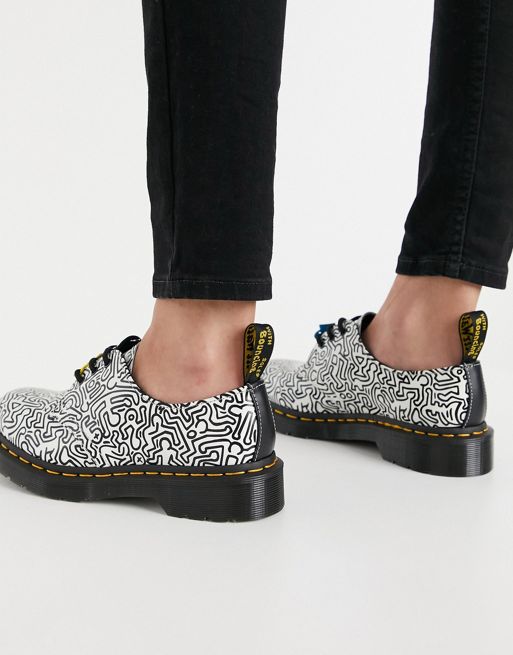 Dr Martens Keith Haring 1461 shoes in black and white