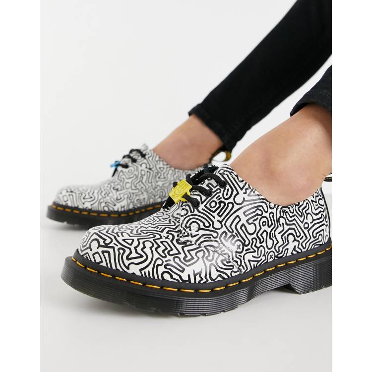 Dr Martens Keith Haring 1461 shoes in black and white