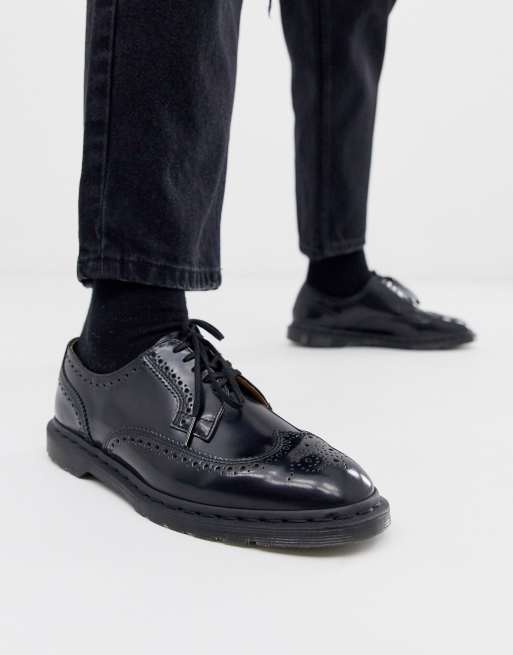 Dr Martens kelvin brogues in black polished smooth ASOS