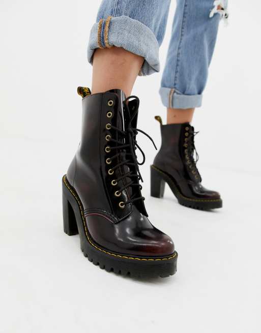 Dr Martens Kendra Cherry Ankle Boots Aus Leder Mit Absatz Asos