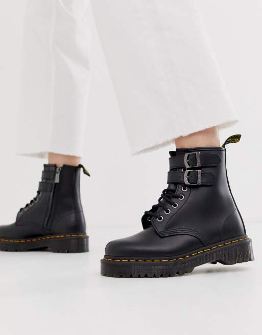 Dr Martens Laarzen met dikke zool en gesp van zwart leer ASOS