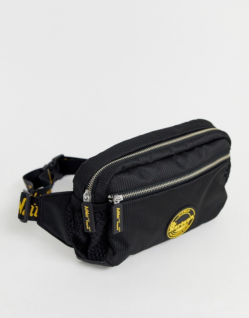 Dr Martens logo bumbag in black and bright yellow