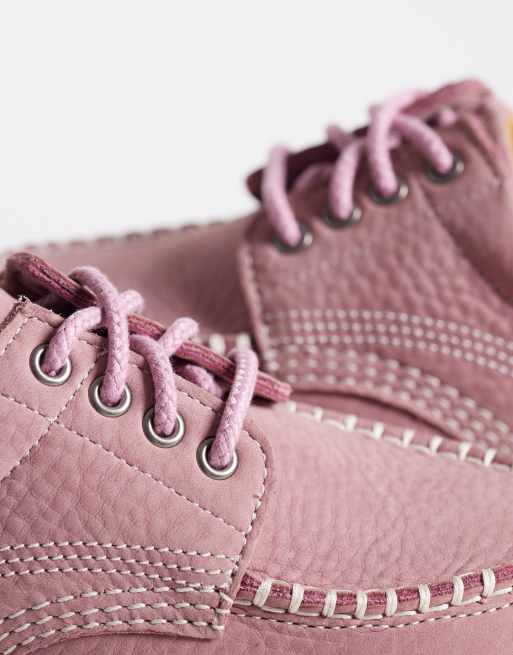 Dr Martens Lowell contrast stitch shoe in dusty rose nubuck, 3 of 4