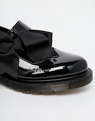 dr martens black mariel patent flat shoes