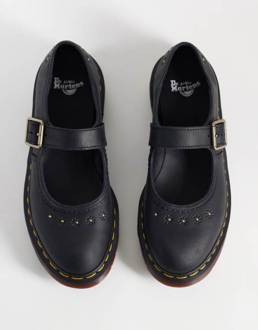 Dr Martens Mary Jane sko med blomsterprægning i sort crazy horse, 2 af 4