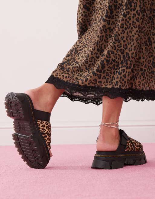 【Dr.Martens】 ★ Mathison Slide ★ Leopard Mattison leopard Slide sandals in Light Tan | Dr. Martens