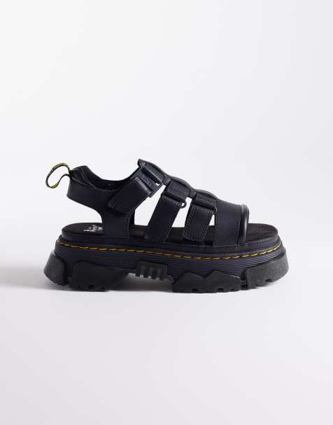 Dr Martens - Mattison - Sorte slider-sandaler med tre remme - view 1