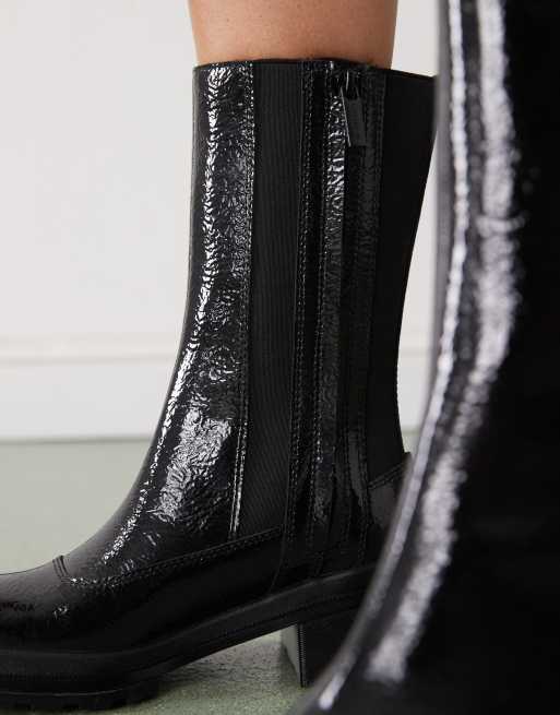 Dr Martens - Maybole Hi - Sorte lakstøvler med krakeleret overflade, 2 af 4