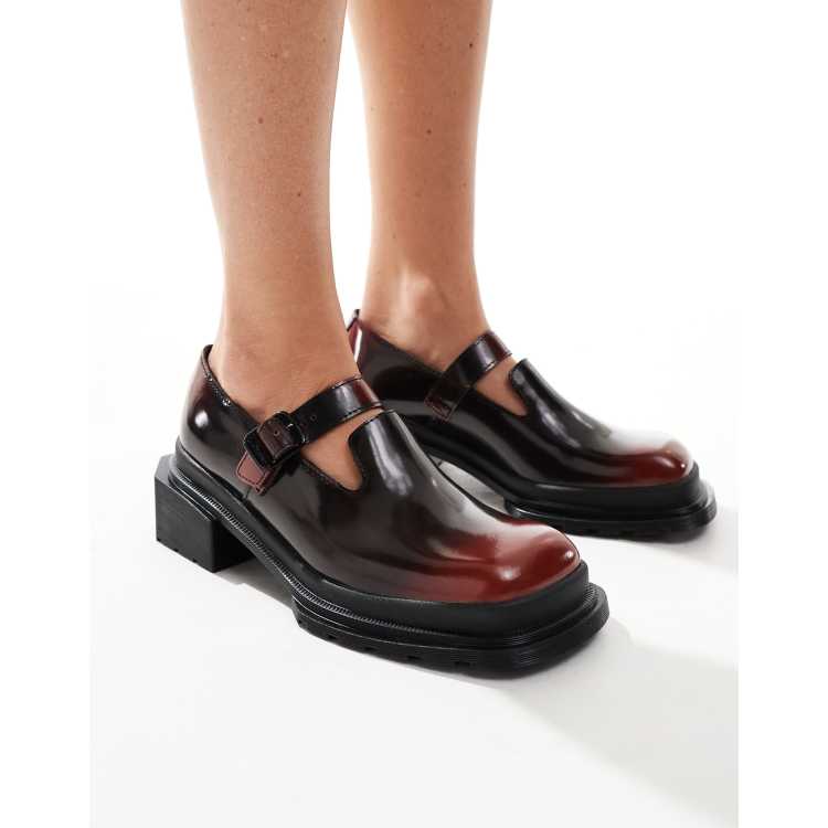 Dr Martens Maybole mary janes shoes in burgundy leather ASOS