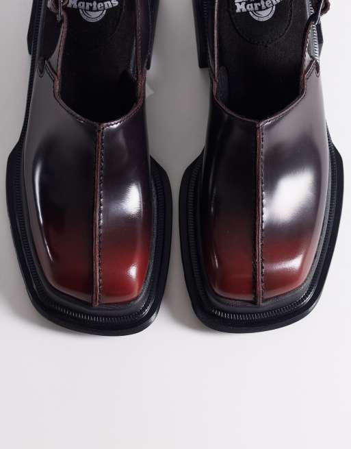 Dr Martens Maybole square toe mule in cherry red, 2 of 4