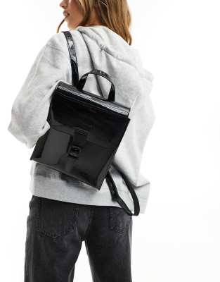 black patent mini backpack Dr Martens mini backpack in black patent