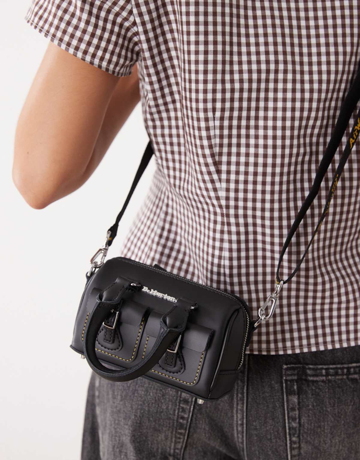 Dr Martens mini top handle bag with contrast stitch in black