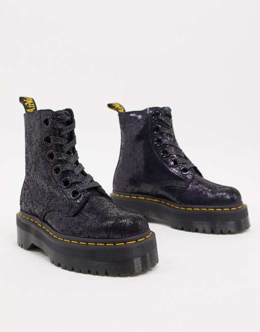 Dr martens - delphine - anfibi outlet piatti stringati in pelle nera