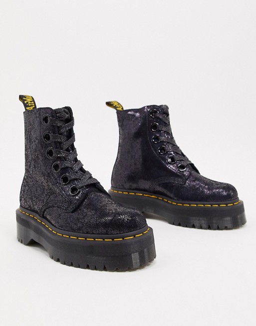 Dr Martens Molly boots in black crackled leather