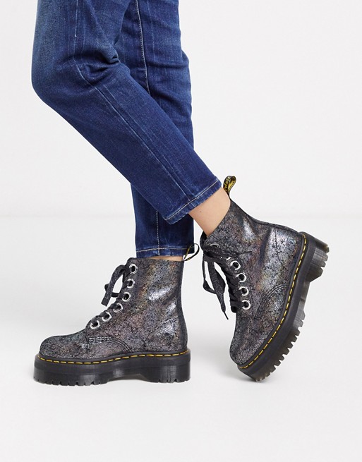 Dr Martens Molly boot in pewter crackled leather
