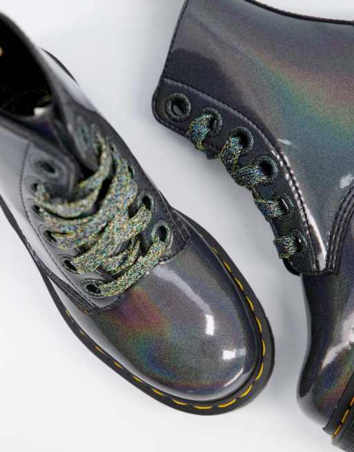 Dr Martens Molly chunky flatform ankle boots in gunmetal prism ASOS