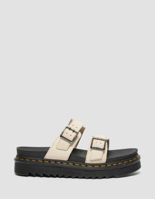 Dr Martens – Myles – Beige tofflor med dubbla spännen, 3 av 4