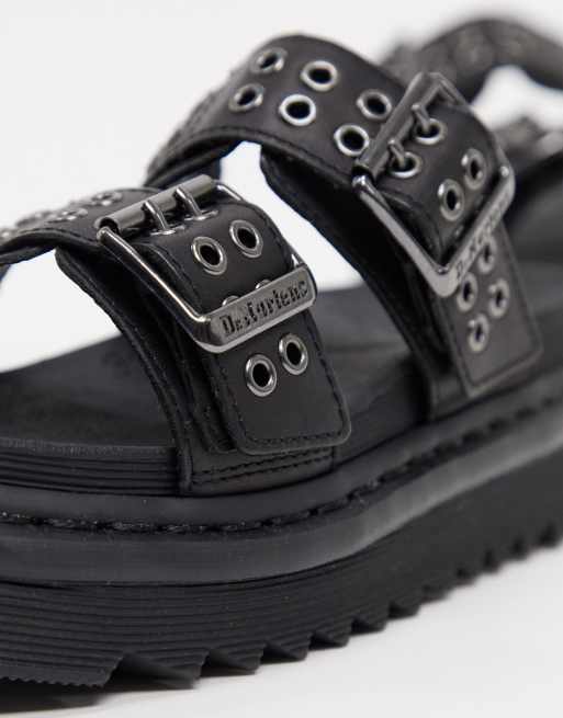 Dr Martens Myles chunky slide sandals with hardware straps in black