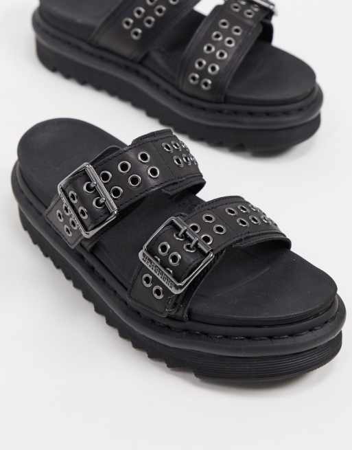 Dr Martens Myles chunky slide sandals with hardware straps in