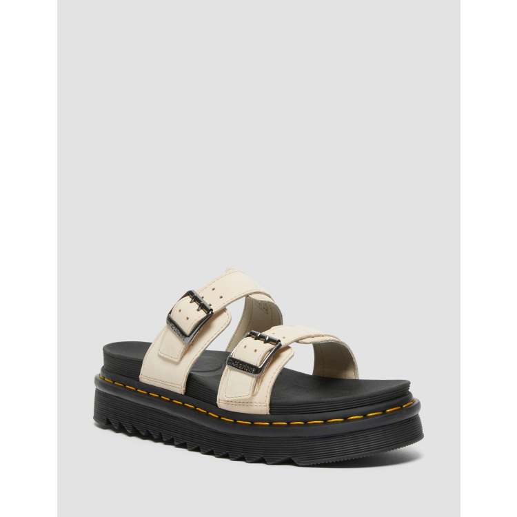 Dr Martens Myles double buckle slides in warm sand ASOS