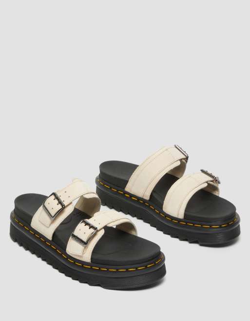 Dr Martens Myles double buckle slides in warm sand