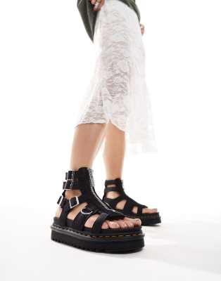 Dr. Martens - Olso - Gladiator-Sandalen in Anthrazit aus Nubukleder-Schwarz