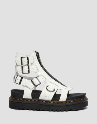 Dr Martens Olson flat sandals with buckles in white