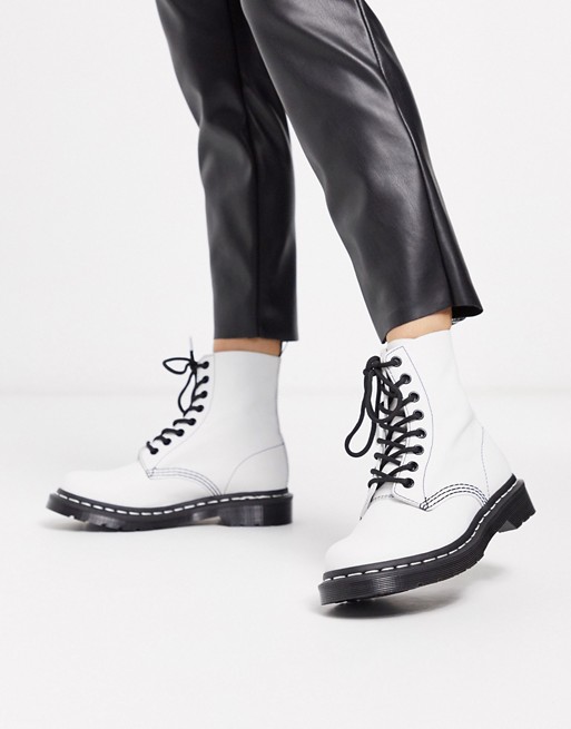 Dr Martens Pascal leather flat ankle boots in white