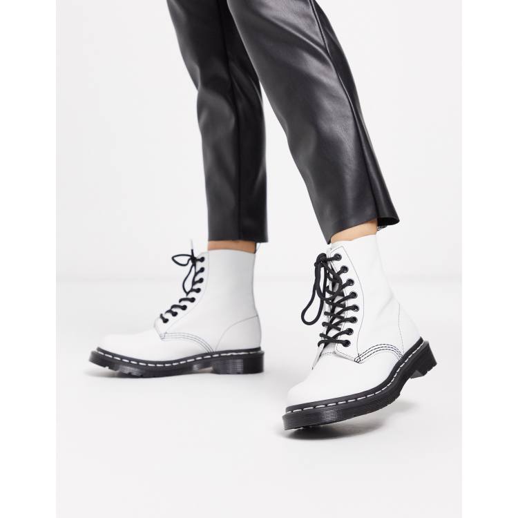 Dr Martens Pascal leather flat ankle boots in white