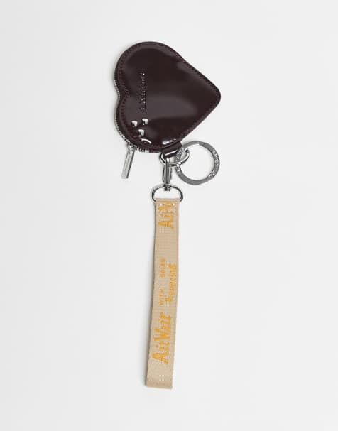 Dr Martens patent heart purse keyring in cherry red - view 1