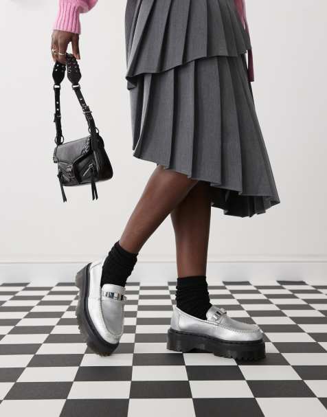 Dr Martens Penton II quad loafers in silver - view 1