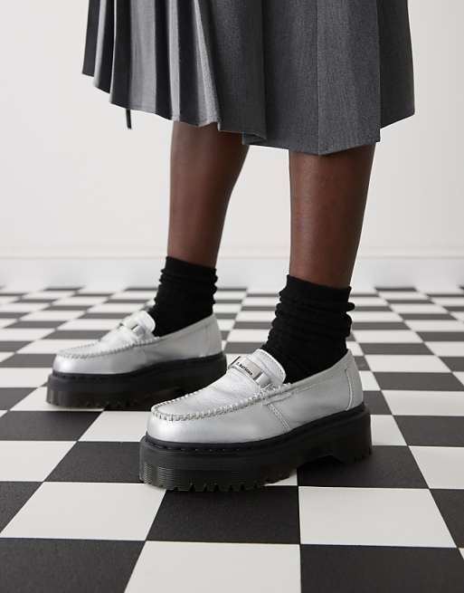 Dr Martens Penton II quad loafers in silver | ASOS Dr Martens Penton II quad loafers in silver | ASOS