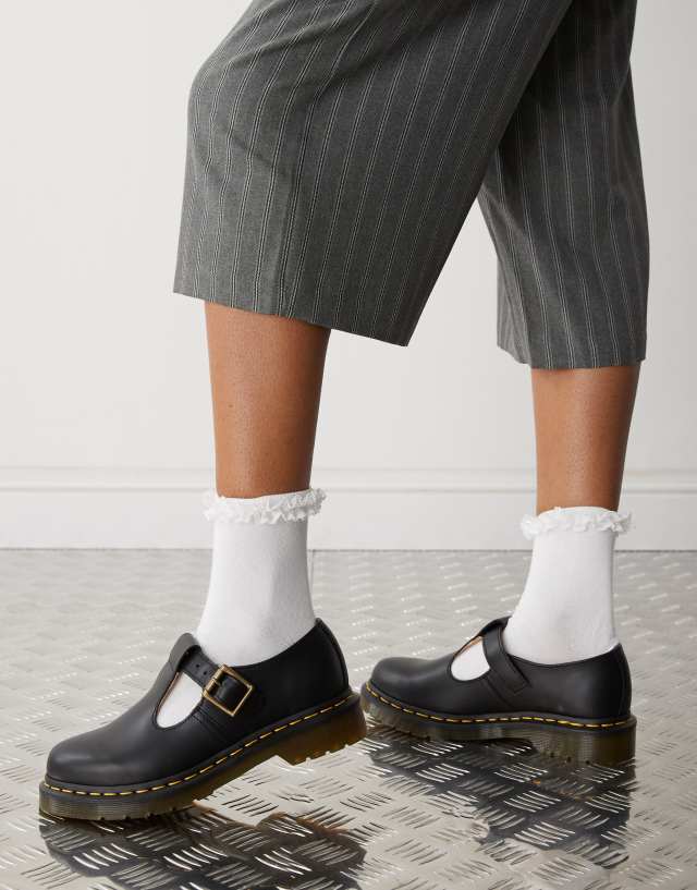 Dr Martens Polley t bar in black smooth leather | ASOS