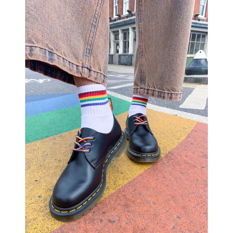 Dr Martens Pride 1461 shoes in black and rainbow ASOS