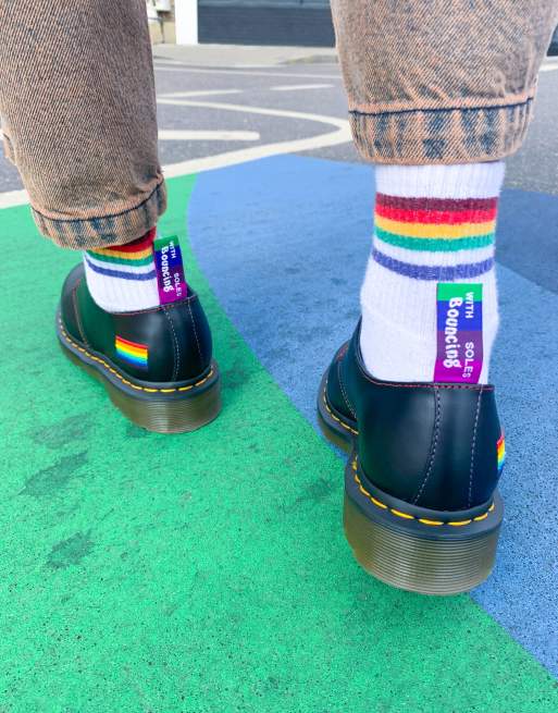 Dr Martens Pride 1461 shoes in black and rainbow, 2 of 4