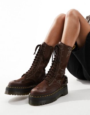  Quad 14 eye western boots  suede