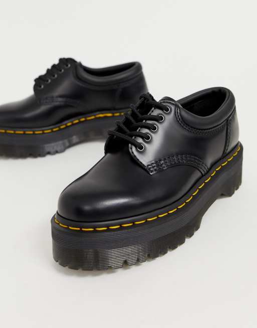 Dr Martens – Quad 5 – Czarne sznurowane buty ze skóry na płaskiej warstwowej podeszwie