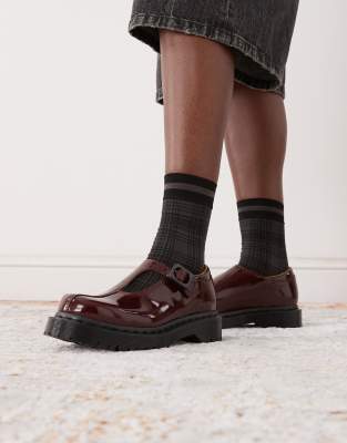 Dr Martens Rejena Mary Jane shoe in lacquered cherry red