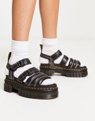 Dr Martens Ricki 3-strap quilted sandals in black