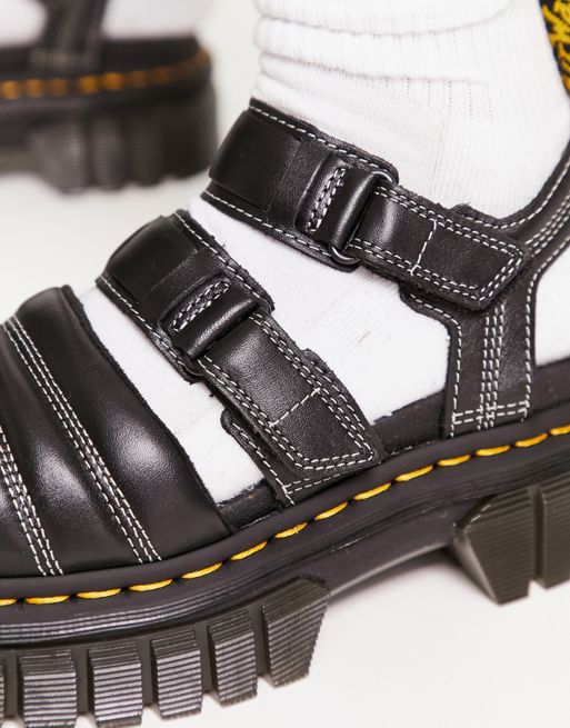 Dr Martens Ricki 3-strap quilted sandals in black | ASOS