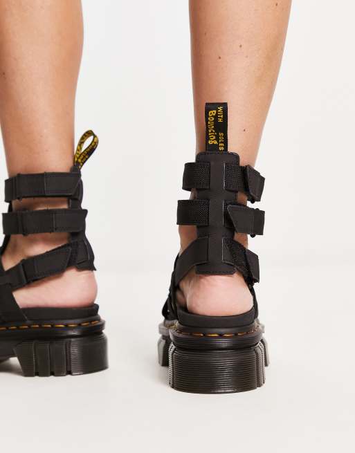 Dr martens adaira gladiator leather chunky sandals in hot sale black