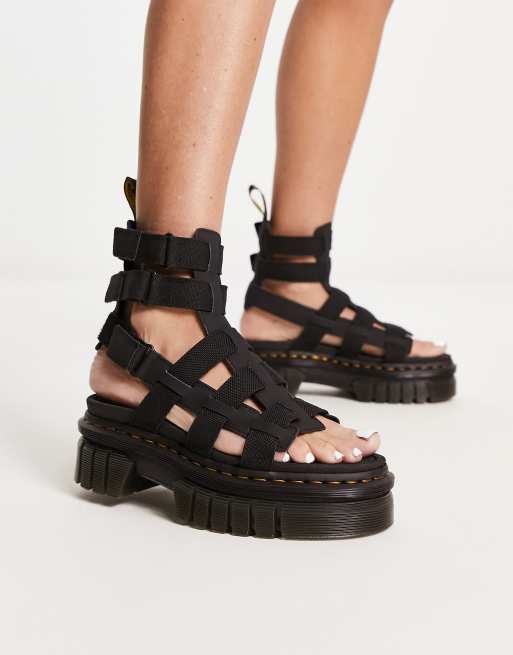 Dr Martens Ricki gladiator sandals in black leather | ASOS