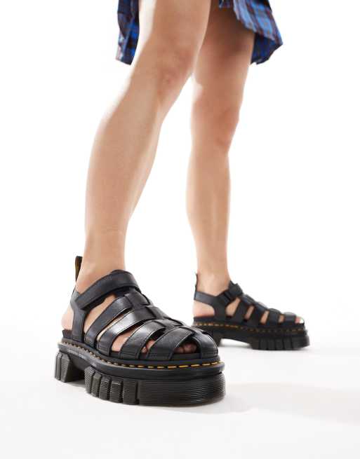 Dr Martens Ricki quad caged sandals in black | ASOS