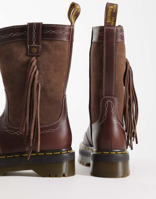 Dr Martens Rodeo fringe pull-on boots in dark brown suede, 3 of 4