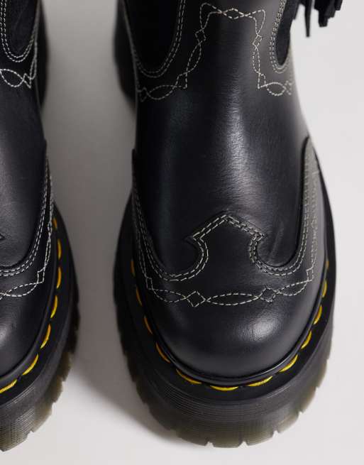 Dr Martens – Rodeo – Svarta, höga boots i dra på-modell med fransar av mocka, 2 av 4