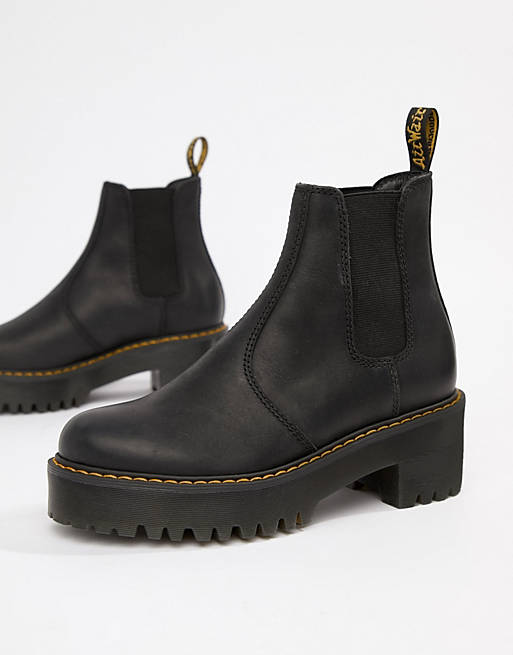  Boots/Dr Martens Rometty Black Leather Heeled Chelsea Boots 